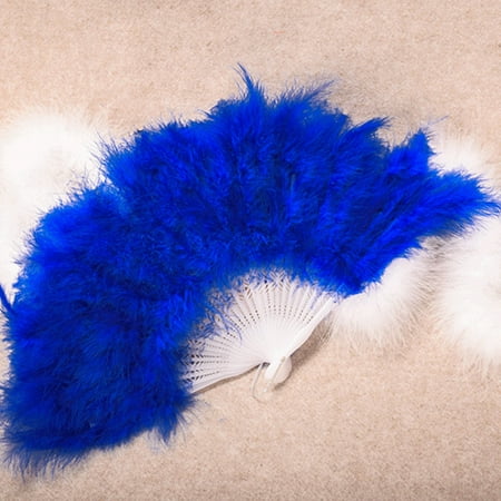 

pgeraug fan wedding showgirl dance elegant large feather folding hand fan decor decal blue paper fans set blue