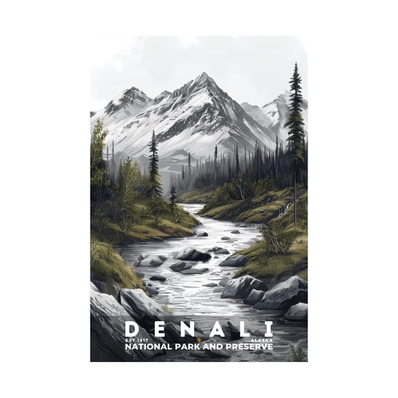 ELNEIT - Denali National Park Poster, Unframed Matte Paper, S17