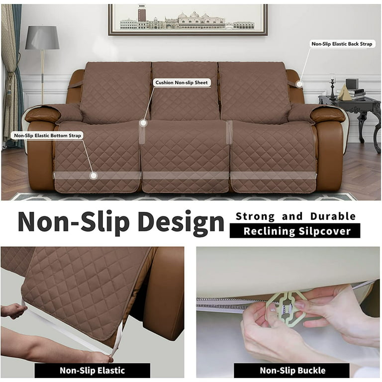 Easy-Going Recliner Sofa Cover, Reversible Couch Cover for 3 Seat