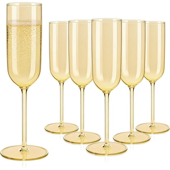 Plastic Champagne Flutes Set, 6oz Unbreakable Champagne Glasses Bulk, Shatterproof  Mimosa Prosecco Sparkling  Cups for Wedding Easter Party (, 10 count)