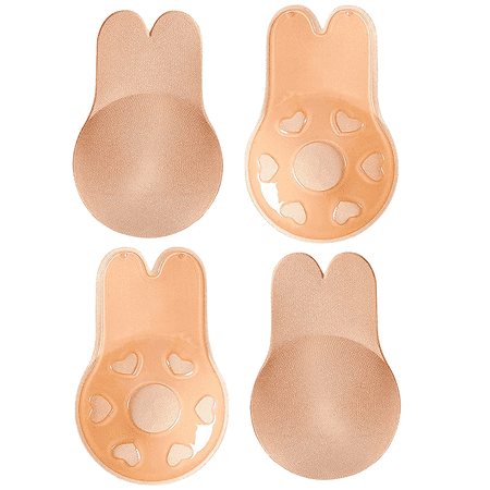 2 Pair Adhesive Bra Strapless Sticky Invisible Push up Silicone Bra for Backless Dress with Nipple Covers