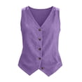 thumbnail image 3 of cocolona Womens Summer Linen tank Tops Dressy Casual Business Blouses V Neck Sleeveless Button Solid Color Shirts, 3 of 5