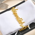 thumbnail image 5 of Napkin Rings- 6 Pcs Bismillah Letter Metal Napkin Ring Set Alphabet Napkin Buckles Holder Table Decor for Wedding, Party, Ramadan, Banquet (Silver/Golden), 5 of 7