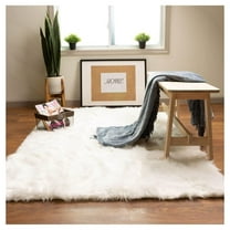 Omsix Ultra Soft & Fluffy Faux Sheepskin Rug, White 3 x 5 Feet Carpet for Bedroom Living Room