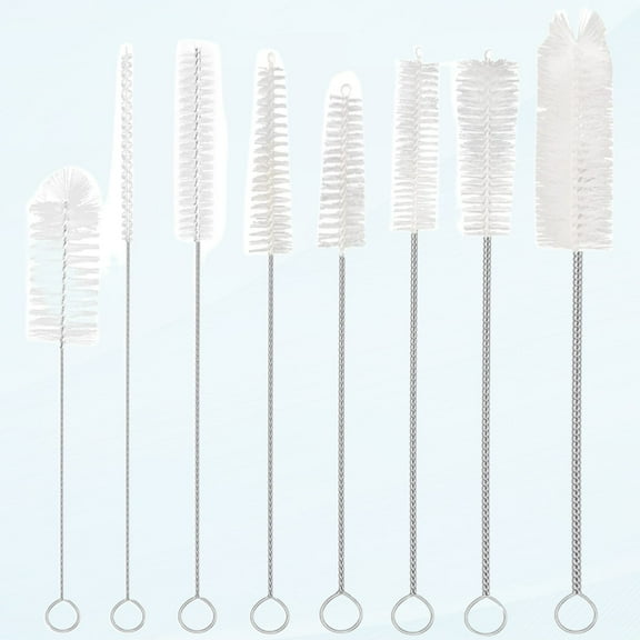 8PCS Bottle Cleaning Brushes Nylon Tube Brush Small Water Bottle Brush Pipe Cleaner Brush Set for Holes Straw Plug Coffee Machine Radiator Cleaning Brush