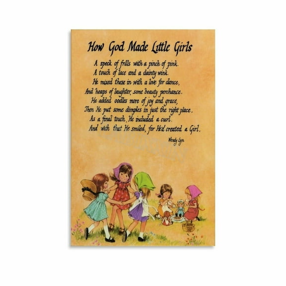 How God Made Little Girls Religious Belief Poetry Posters Canvas Painting Wall Art Poster for Bedroom Living Room Decor