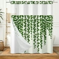 thumbnail image 6 of Mizhona Watercolor Leaves Hookless Shower Curtain with Snap in Liner,No Hooks Shower Curtain,71"× 83", 6 of 6