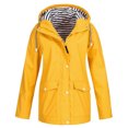 thumbnail image 5 of Joernso Women Solid Color Stripe Outdoor Windproof Waterproof Hooded Raincoat Rain Jacket, 5 of 8
