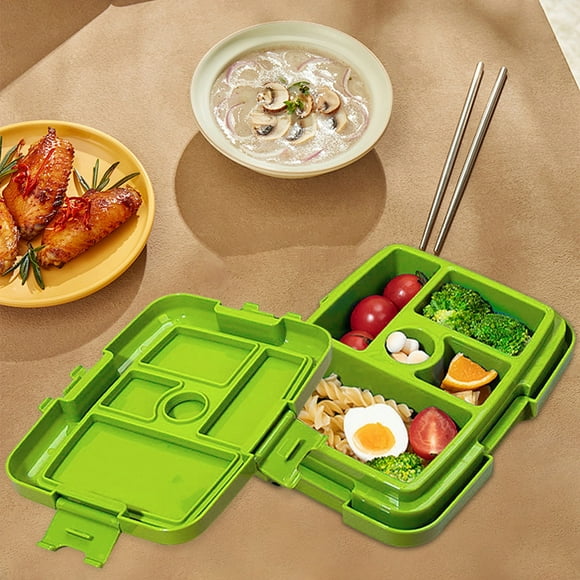 Kitchen Utensil Set Children's Leak Proof 5 Compartment Children's Lunch Box Ideal Serving Size For Ages 3 7 Drop Proof Dishwasher And Made With Materials, Green