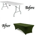 thumbnail image 3 of Mds Pack of 10 Rectangular Stretch 8ft Spandex Table Cover Tablecloths for Wedding - Olive Green, 3 of 6