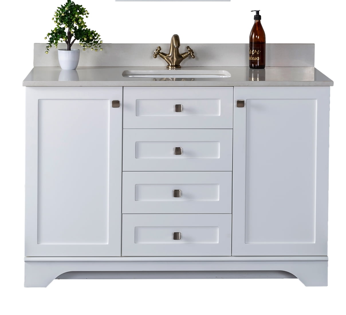 Livia Collection 48'' White Bathroom Vanity with Quartz Countertop and