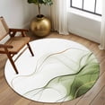 thumbnail image 2 of Round Rugs 5Ft, Marble Sage Green Round Area Rug Washable Indoor Throw Carpet, Gold White Modern Gradient Ocean Wavy Soft Non Slip Circle Rug for Cabinet Bathroom Home Decor Aesthetic, 2 of 8