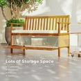 thumbnail image 5 of Outsunny Outdoor Bench with Storage Compartment, Acacia Wood Patio Bench with Cushion, 2 Seater Garden Bench for Park Balcony, Teak, 5 of 10