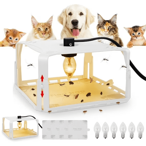 Flea Traps for Inside Your Home 2 Packs, Flea Trap Indoor Pest Control Trapper Insect Killer with Light, Sticky Bed Bug Natural