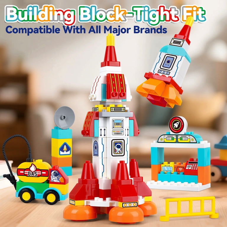jhtigre Building Blocks for Toddlers 131 Pcs Space Rocket STEM