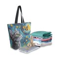 thumbnail image 2 of Large Canvas Bag 13.5x5.1x15 Inch Canvas Bag Shopping Canvas Bag Suitable For Outing Shopping Travel Out Of Large Capacity Storage Starry Sky Cat Butterfly, 2 of 9