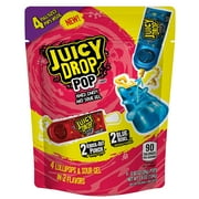 Juicy Drop Pop Variety Pack, Assorted Flavors Sweet Lollipops with Sour Liquid Candy, 0.92 Oz, 4 Count