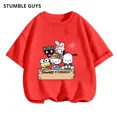 thumbnail image 1 of Conjunto de camiseta de Hello Kitty para niños y niñas, ropa holgada de manga corta Y2K, Top con estampado oscuro para mujer, ropa dulce Harajuku, 1 of 6
