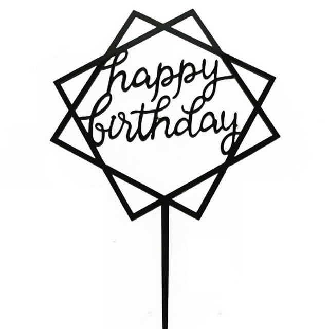 Square Happy Birthday Cake Topper Acrylic Insert Cake Card DIY Glitter ...