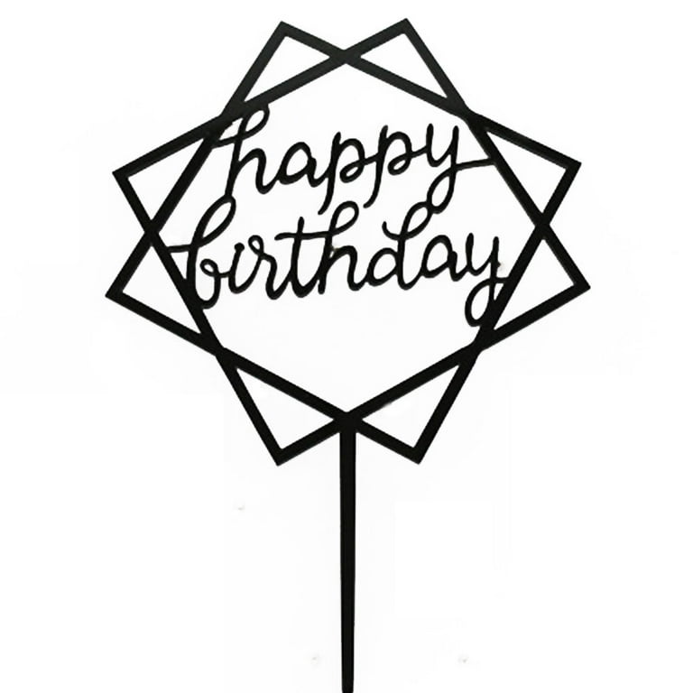 Square Happy Birthday Cake Topper Acrylic Insert Cake Card