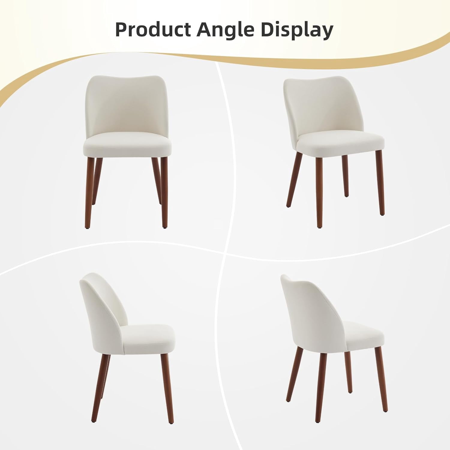 OUTGOODS Set of 2 Modern Dining Chairs, Linen Upholstered, Wood Legs