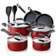 thumbnail image 1 of Juego de utensilios de cocina Cook N Home, antiadherentes, 12 piezas, color rojo mármol, 1 of 9
