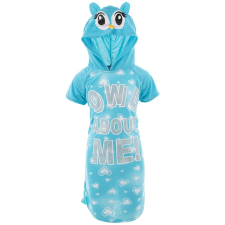 Sweet N Sassy Girls Owl About Me Blue Hooded Nightgown