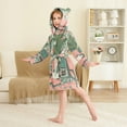 thumbnail image 4 of FORMRS Niños Bathrobe Unisex Hooded Robe Soft Plush Pajamas Sleepwear, Size 2-3T, Pink and White Cat, 4 of 7