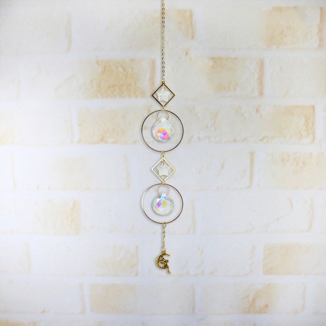 Carillón de viento de cristalcolgante de estrella y lunacuentas coloridasdecoración de gota colgante (A) Ndcxsfigh Nuevos Originales