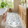 thumbnail image 2 of MeyJey Boho Indoor Hallway Runner Rug 3'x12', Oriental Non Slip Machine Washable Area Rug Distressed Vintage Floor Carpet for Bedroom Kitchen Dinning/Living/Laundry Room, Blue/Beige, 2 of 13