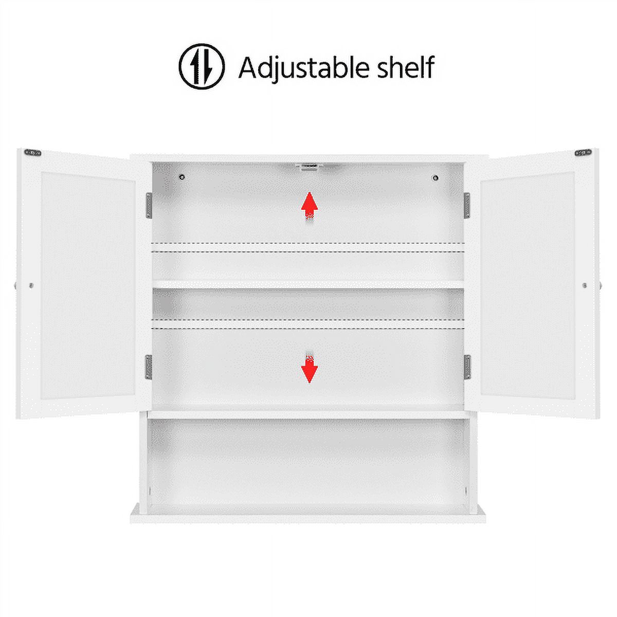 Topeakmart Wall Mount Cabinet with Double Mirror Doors Kitchen Storage Cabinet White - image 3 of 6