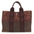 thumbnail image 2 of Pre-Owned HERMES Half Leather Foule Tote PM Bag, Canvas Handbag, Men's/Women's, Wine... (Fair), 2 of 15