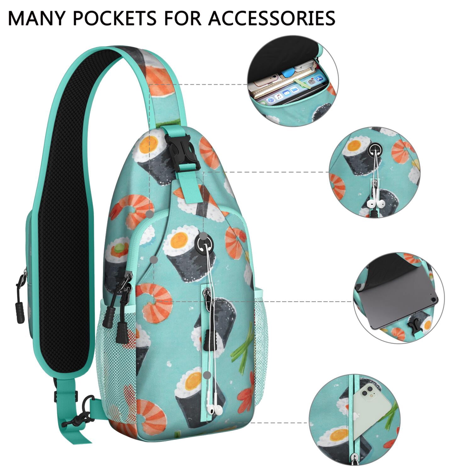 Chest Bag Crossbody Shoulder Bag Crossbody Shoulder BagHiking Sling Backpack for Men Women Travelers Sushi