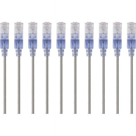 UPC: 0889028032435 | Monoprice 10-Pack  SlimRun Cat6A Ethernet Network Patch Cable  7ft Gray