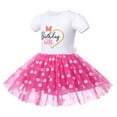 thumbnail image 4 of IBTOM CASTLE Baby Girls Birthday Outfit Polka Dots Leotard Dresses Fancy Dance Costume Halloween Cosplay Tutu Dress up with Ears Headband 12-18 Months White+Hot Pink-Heart, 4 of 8