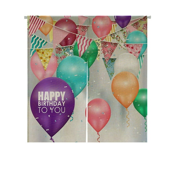 ABPHQTO Globos de colores Feliz cumpleaños Japonés Noren Cortina Puerta Ventana Tratamiento Cortinas 85x90 cm