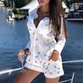 thumbnail image 1 of CEHVOM Women Two Piece Shorts Long Sleeve Cardigan Buttoned Top Floral Printed Sets, 1 of 4