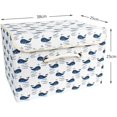 thumbnail image 3 of Cesta de almacenamiento plegable de gran capacidad con forma de ballena, con asa en forma de cubo, compartimento de tela de algodón con tapas (estilo 2), 3 of 5