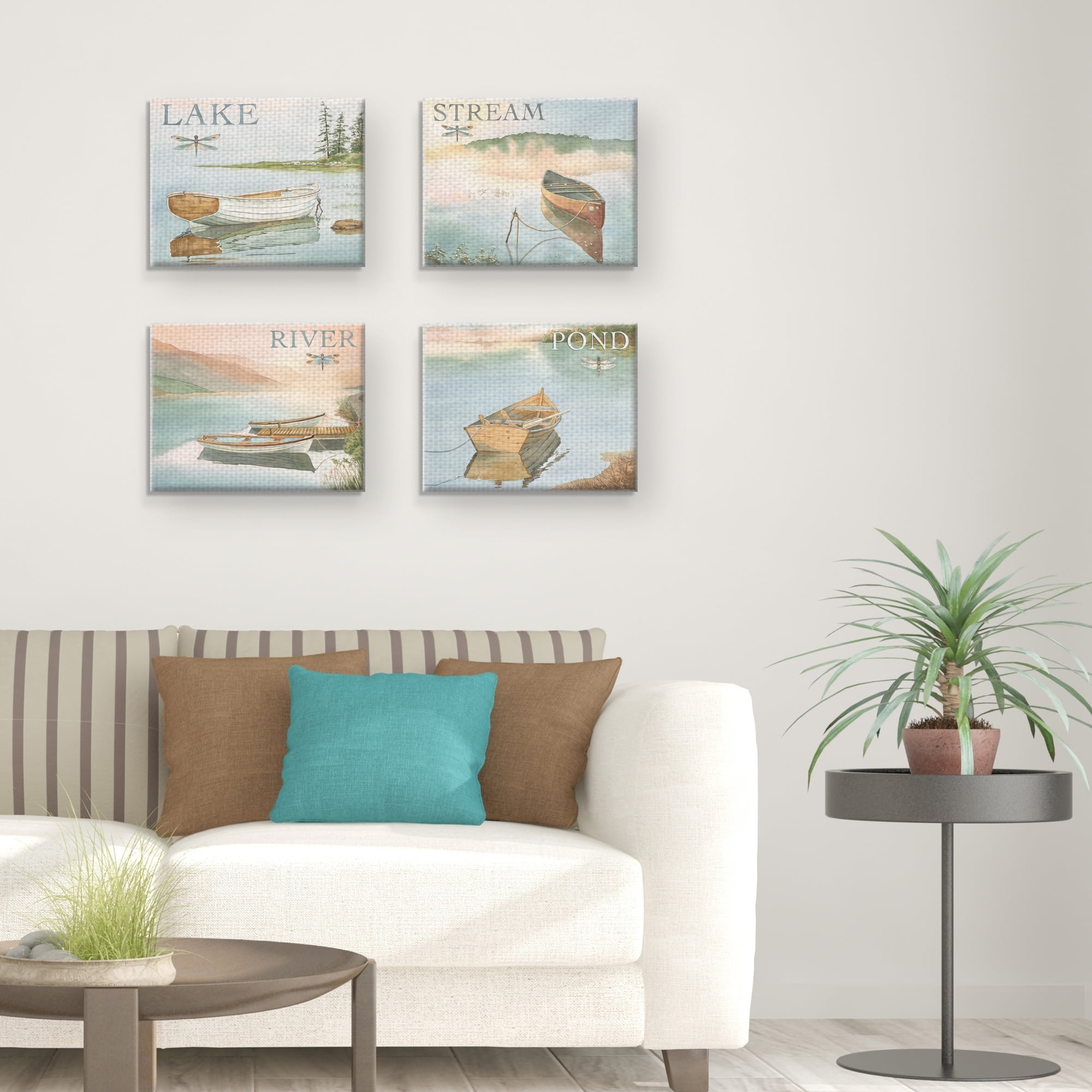 Masterpiece Art Gallery The Lake, Pond, River and Stream By Lynnea Washburn Canvas Art Print Set of 4 11" x 14"