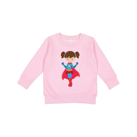 Inktastic Superhero Girl, Cute Girl, Brown Hair, Red Cape Toddler Sweatshirt