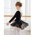 thumbnail image 5 of Oudiya Girls Long Sleeve Ballet Leotards with Shinny Skirts Criss-Cross Back Dance Dresses for Kids 3-11Y, 5 of 8