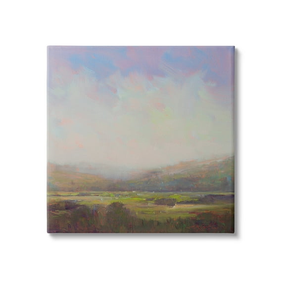 Stupell Industries Country Field & Purple Sky Landscape Painting Gallery Wrapped Canvas Art Print Wall Art, 17 x 17