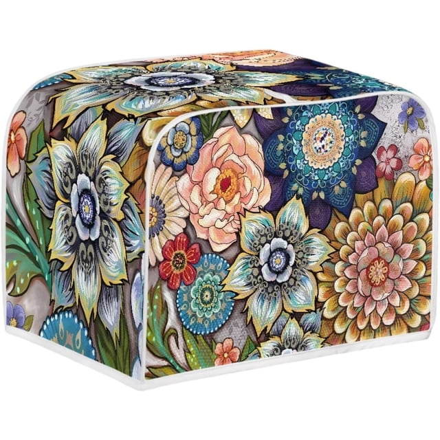 UNICEU Abstract Flower Print 4 Slice Toaster Cover Kitchen Small Appliance Cover Toaster Bread Maker Covers Home Decoration