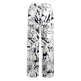 thumbnail image 5 of Beach Pants for Women 2026 Spring Summer Floral Print Elastic Waist Wide Leg Loose Linen Baggy Pants with Pockets, 5 of 6