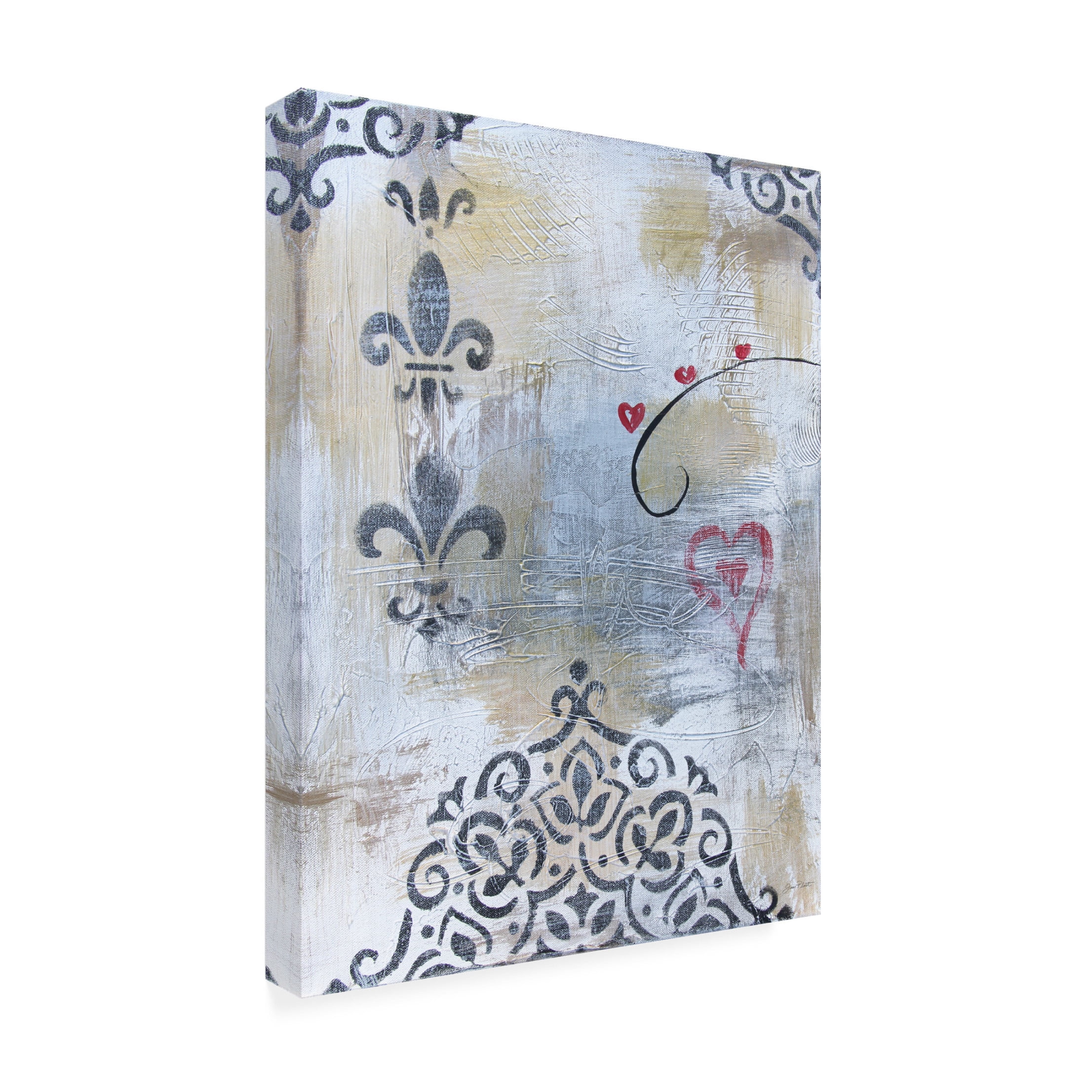 Canvas Wall Art - Jean Plout 'Gold And Grey Sentiment A1' Wall Art for Living Room, Bedroom, or Office Décor by Trademark Fine Art - 18 x 24 Inches