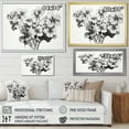 thumbnail image 4 of Designart "Black And White Geraniums In Minimalism" Geraniums Floater Framed Wall Art Living Room, 4 of 5