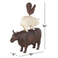 thumbnail image 4 of 10" x 14" Brown Polystone Stacked Farm Animals Sculpture with Cream Accent, by DecMode, 4 of 14