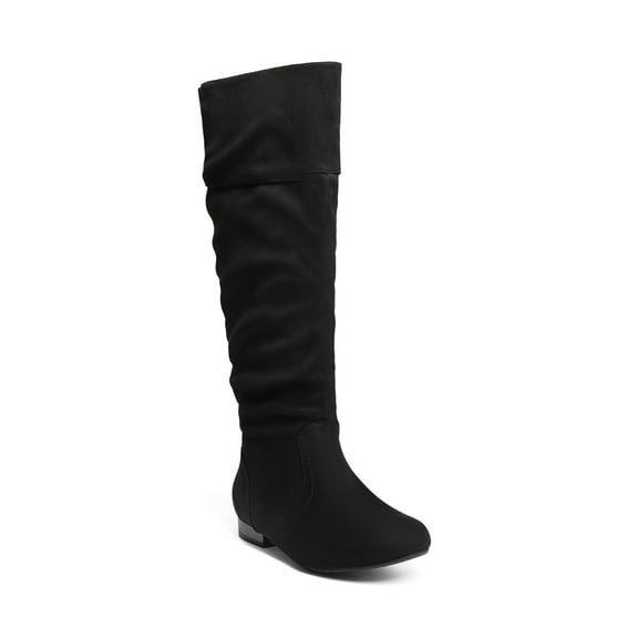 Dream Pairs Womens Wide Calf Faux Fur Slouchy Low Heel Side Zip Knee High Boots Blvd-W Wide/Calf/Black Size 9