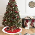 thumbnail image 1 of Polyester Christmas Tree Skirt 80cm Christmas Tree Skirt Cloth Red Classic Elementals Design for Festive Holiday Decorations(1PCS) JASKFLY, 1 of 8