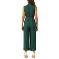 thumbnail image 3 of INSPIRE CHIC Women's Ankle Tie Waist Workwear Button Front Sleeveless Jumpsuit XL Peacock Blue, 3 of 6